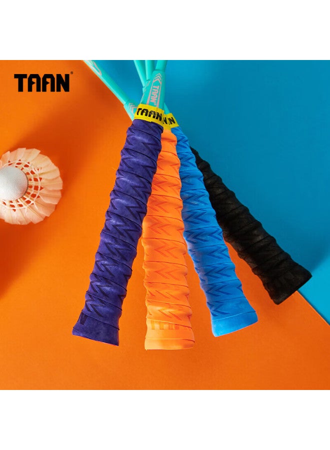 Taan Badminton Racket Grip Tape, Spine Frosted Texture, Sweat-absorbing Handle Tape, Twq6, Orange-purple Blue, 3-pack - Image 3