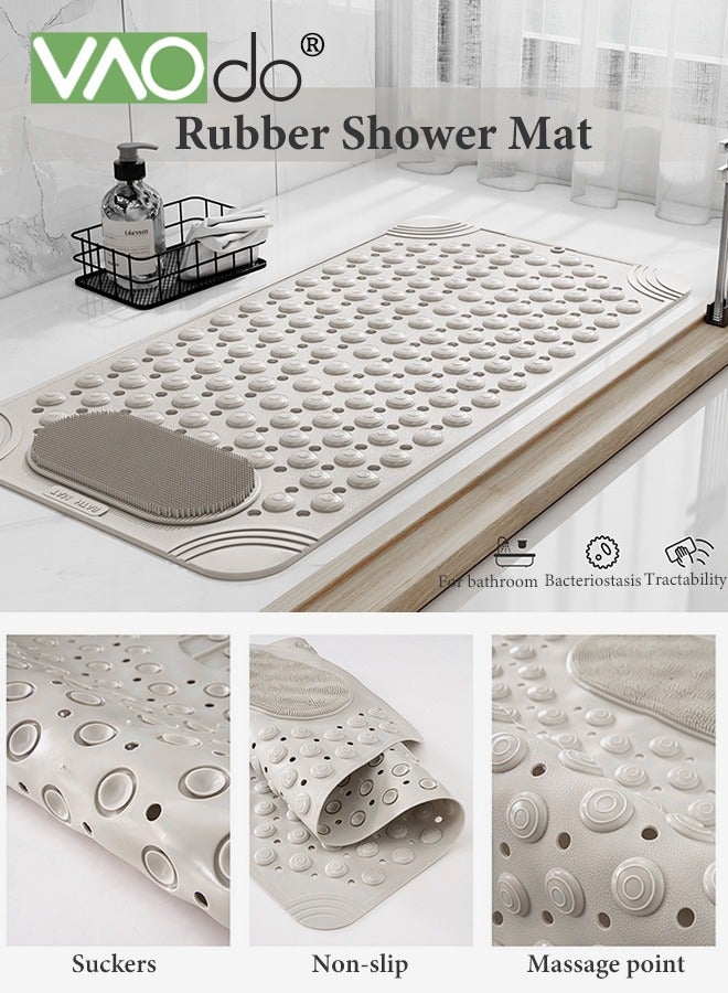 VAOdo Non Slip Bath Mat with Foot Scrubber Shower Massage Mat Bathroom Bathtub Mat with Suction Cups and Drainage Holes 90*60cm - Image 5