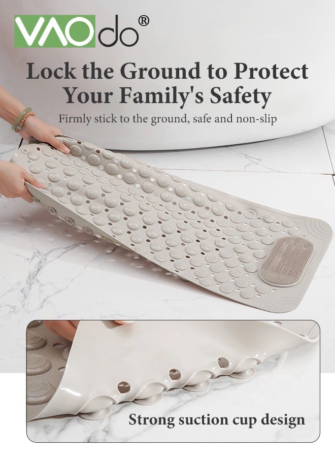 VAOdo Non Slip Bath Mat with Foot Scrubber Shower Massage Mat Bathroom Bathtub Mat with Suction Cups and Drainage Holes 90*60cm - Image 2