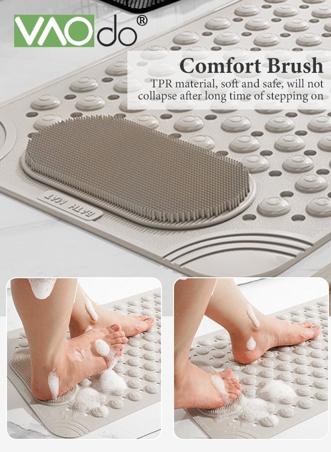 VAOdo Non Slip Bath Mat with Foot Scrubber Shower Massage Mat Bathroom Bathtub Mat with Suction Cups and Drainage Holes 90*60cm - Image 3