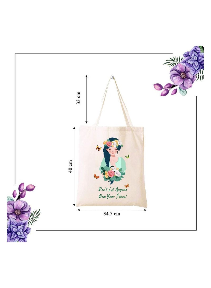برينت شوب فور مي حقيبة قطنية ليوم المرأة العالمي - حقيبة يد متينة وصديقة للبيئة وقابلة لإعادة الاستخدام | تستخدم للهدايا والضروريات اليومية. - Image 4