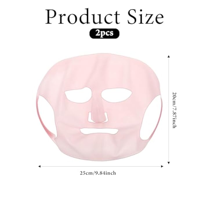 COMNICO 2 Sheets Silicone Face Mask Cover, Reusable Anti-Wrinkle Face Mask Holder Moisturizing 3D Facial Mask Cover Prevent Evaporation Falling Skincare Beauty Spa (Transparent+ Pink) - Image 2