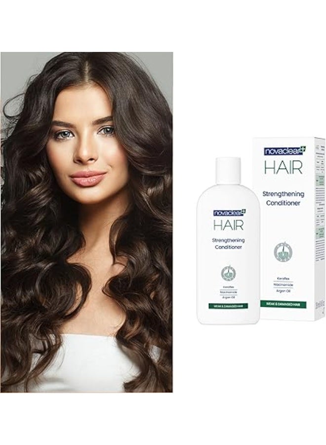 Novaclear Strengthening Conditioner – Hair Repair with Keraflex (Keratin, Plant Proteins & Hyaluronic Acid), Niacinamide & Organic Argan Oil – For Weak & Damaged Hair – 250 ML - Image 5