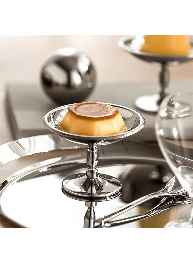 كوب وطبق آيس كريم من الستانلس ستيل، وعاء للحلويات والآيس كريم، مثالي لتقديم الشاي بعد الظهر - Image 1