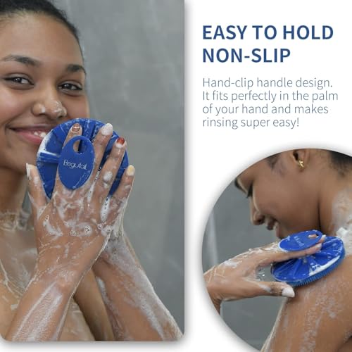 BEAUTAIL Silicone Body Scrubber 2 Pack, BEAUTAIL Shower Bath Scrubber, More Hygienic Than Traditional Loofah, Lather Nicely, Gentle Exfoliating Brush for Women Men Baby Sensitive Skin, Blue+Rose - Image 4