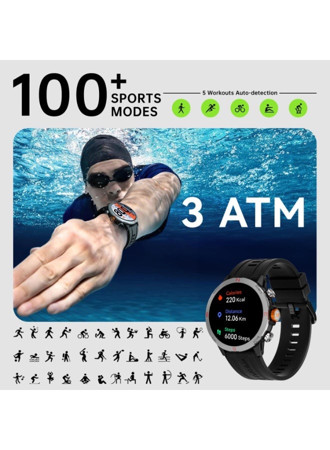 Weofly Conquer 2 Smart Watch, 1.43" AMOLED Smartwatch with Bluetooth Calling Heart Rate/Blood Oxygen/Sleep/Stress Monitoring Multi Sports Modes IP68 Waterproof (Silver) - Image 3