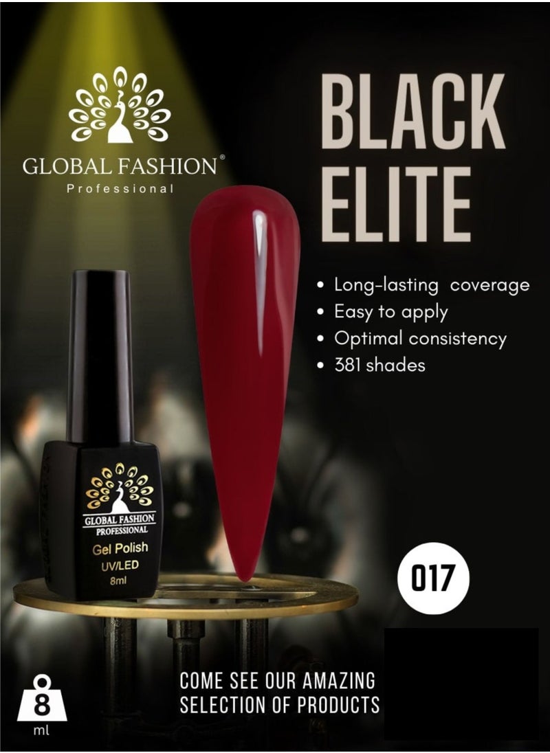 GLOBAL FASHION Global Fashion Black Elite Gel Polish | 132 Colors of Long-Lasting Elegance - 8ml | 017  - Image 2