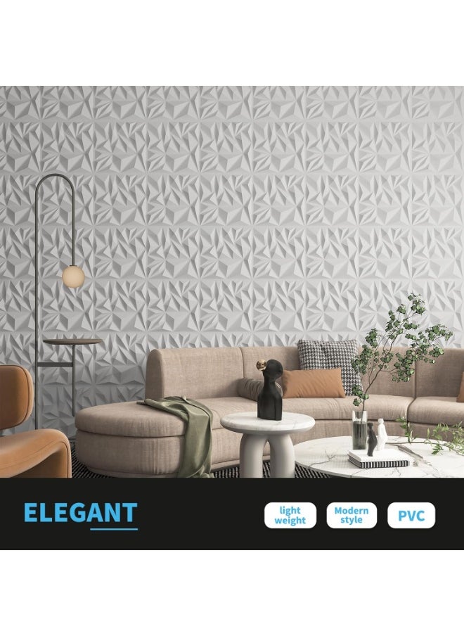 KCDMBUE 10 Pack 3D Wall Panels, Diamond Design PVC Decorative Wall Covering, Textured Interior Wall Panels for Living Room Bedroom Office TV Background, White, 30x30cm, Covers 32 Sq.Ft  - Image 4