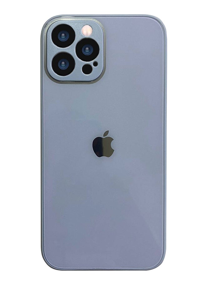 Generic - iPhone 13 Pro Max Back Cover Tempered Glass With Silicone Rubber Frame For IPhone 13 Pro Max Case - Baby Blue - Image 1