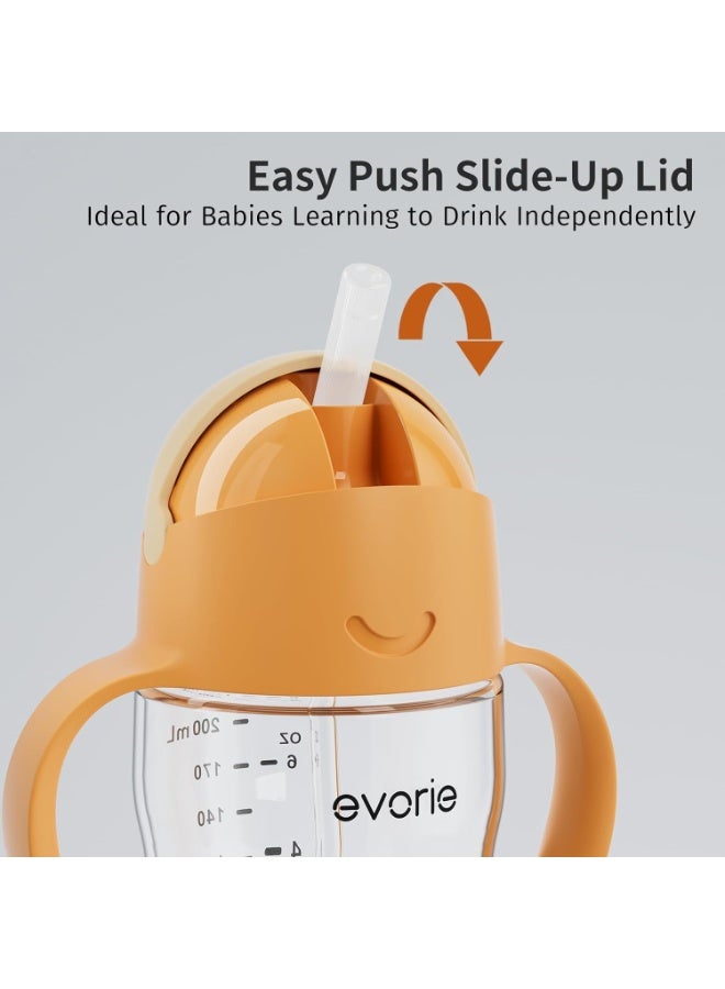 Evorie Tritan Weighted Straw Sippy Cup with Handles for Baby and Toddlers, Spill Proof Baby Water Bottle with Straw for 6 months and up, 7 Oz, Infant Training Water Bottle (Apricot) - Image 5