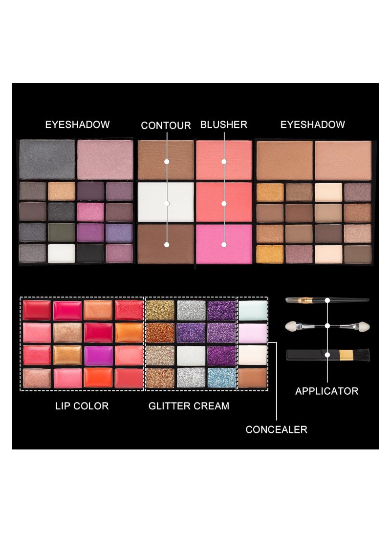 BEAUTY PLUS Pro 74 Colors All in one Makeup Gift Set including 36 Eyeshadow palette, 16 Lip Gloss, 12 Glitter Cream, 4 Concealer, 3 Blusher, 1 Bronzer, 2 Highlight and Contour - Make Up Contouring Kit - Image 4