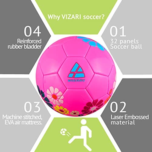 Vizari Blossom Soccer Ball, Pink/Blue, 3 - Image 3