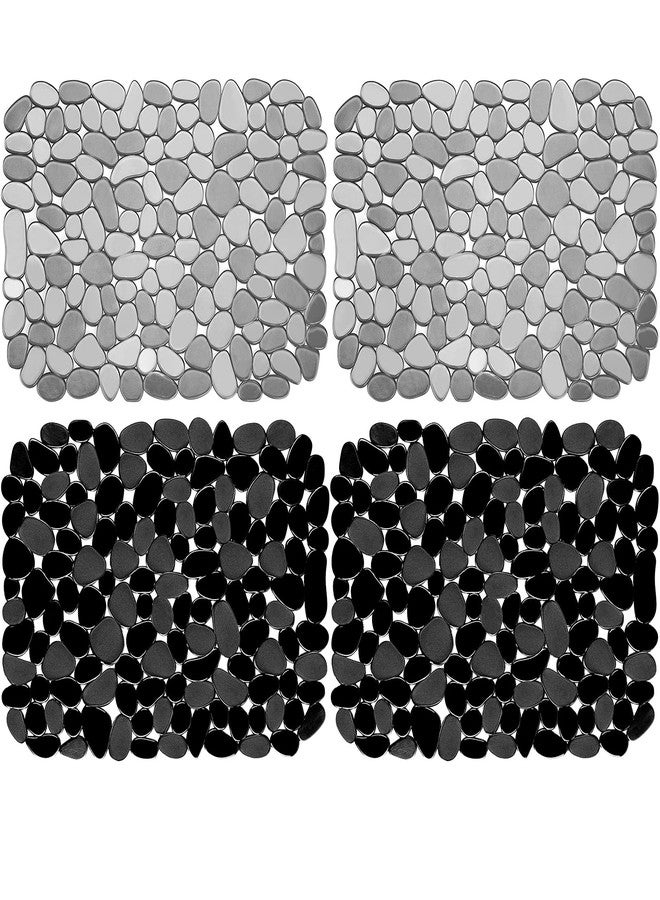 Coopay 4 Pack Kitchen Sink Mats Pebble PVC Eco-Friendly Kitchen Adjustable Stainless Steel/Porcelain Dish Drying Pad Protector for Bottom of Sink, 15.8 x 11.8 inches, Black and Gray - Image 1