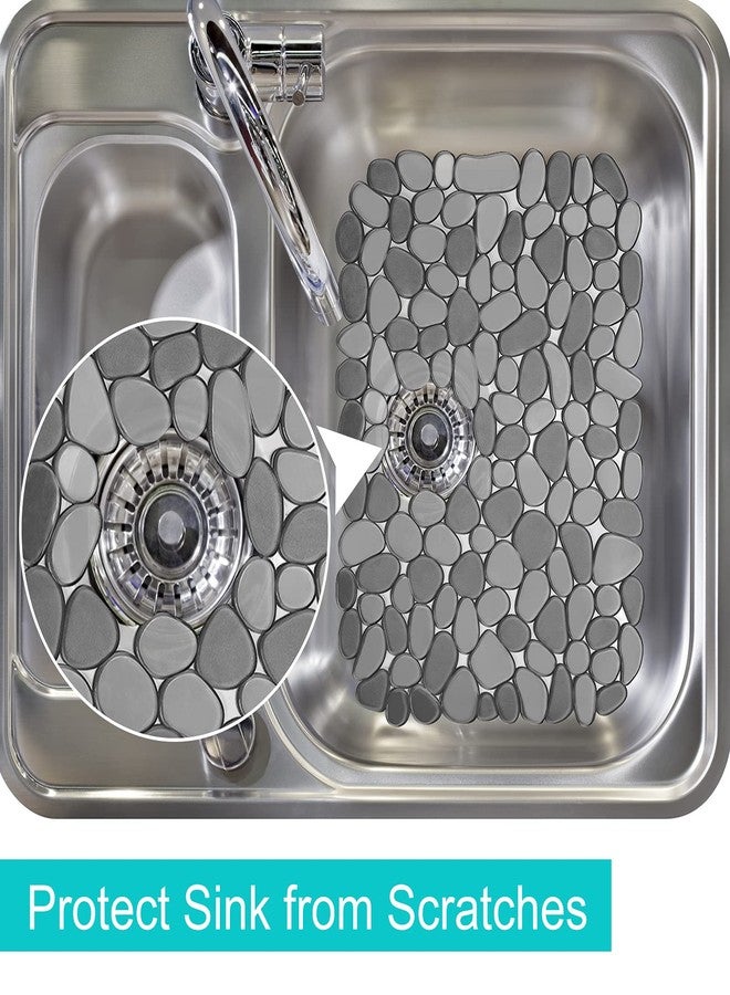 Coopay 4 Pack Kitchen Sink Mats Pebble PVC Eco-Friendly Kitchen Adjustable Stainless Steel/Porcelain Dish Drying Pad Protector for Bottom of Sink, 15.8 x 11.8 inches, Black and Gray - Image 4