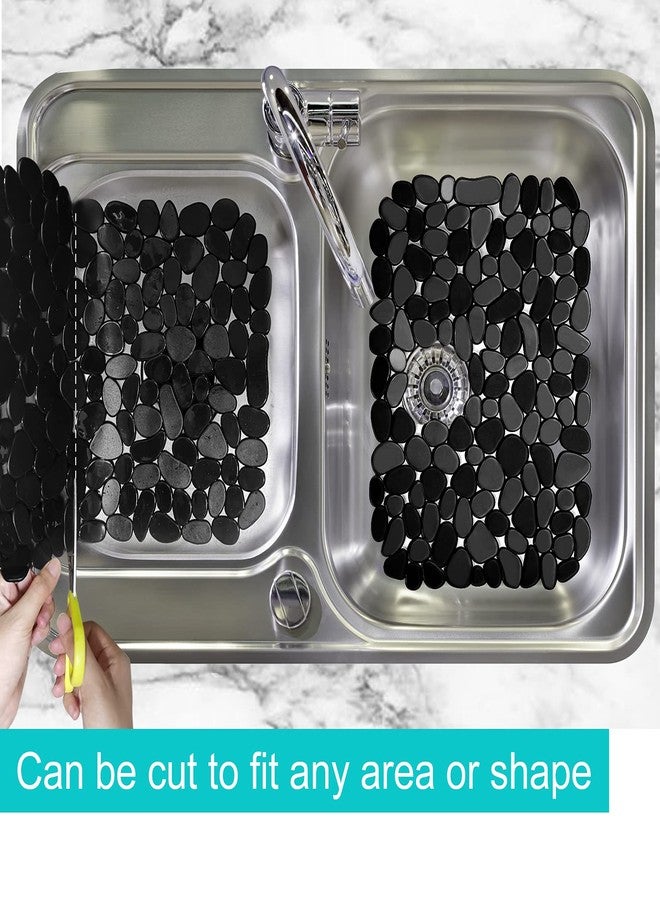Coopay 4 Pack Kitchen Sink Mats Pebble PVC Eco-Friendly Kitchen Adjustable Stainless Steel/Porcelain Dish Drying Pad Protector for Bottom of Sink, 15.8 x 11.8 inches, Black and Gray - Image 5
