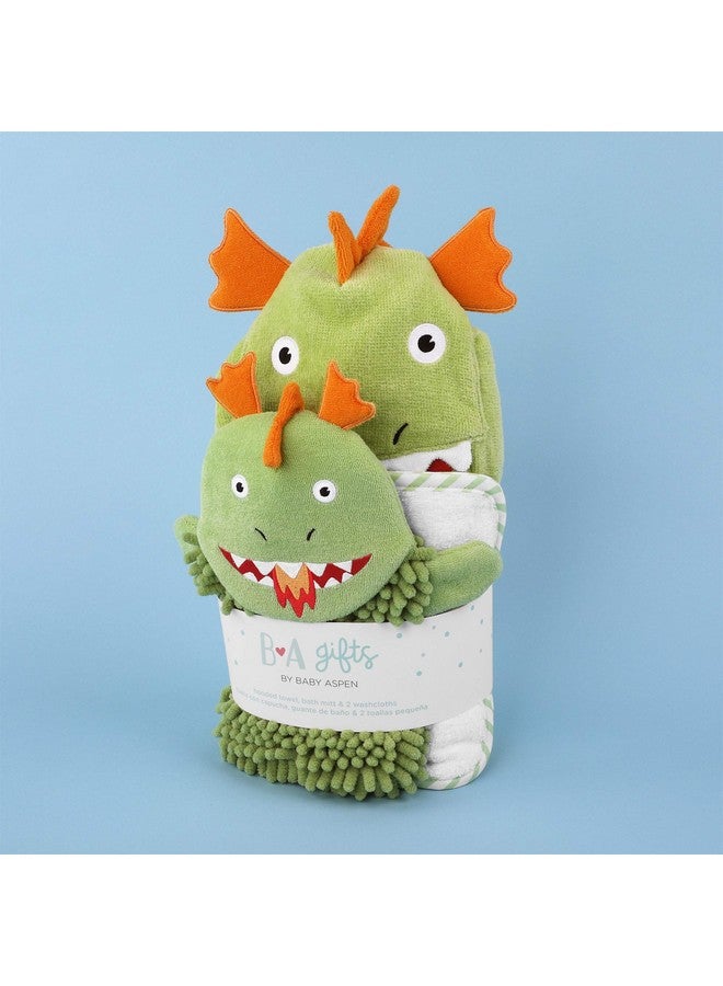 Baby Aspen Four-Piece Dragon Bath Gift Set, Green, one Size (BA14112NA) - Image 1