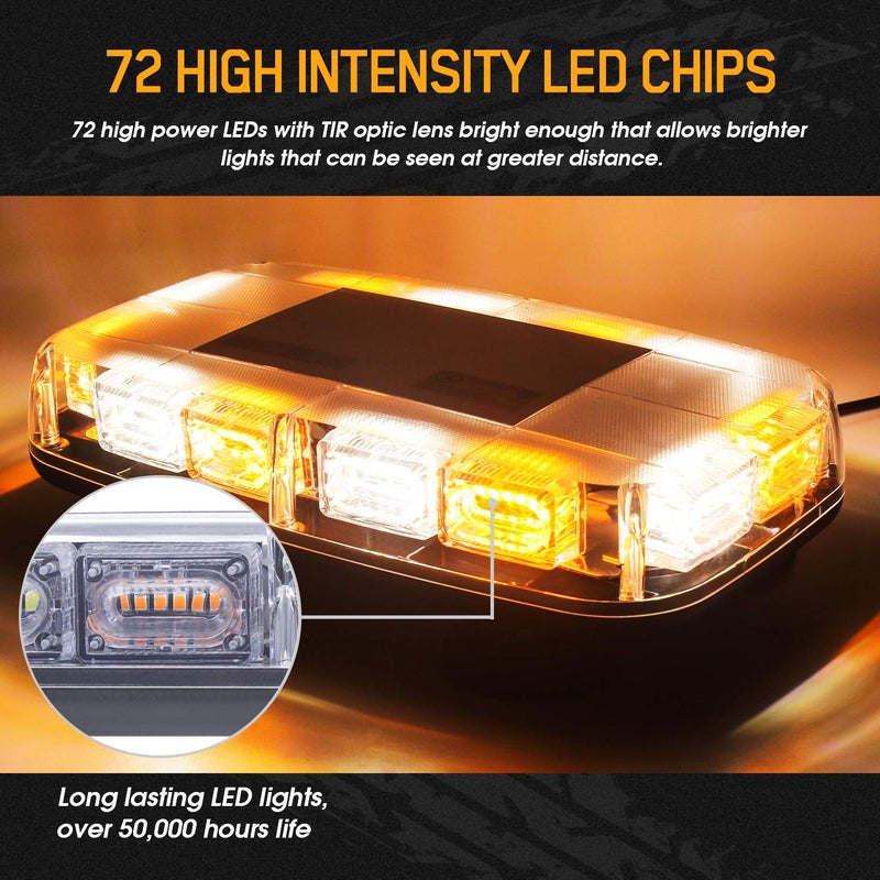 LINKITOM LED Strobe Light, 12V-24V 72 LED Warning Safety Flashing Beacon Lights with 4 Magnet and 16.4 ft Straight Cord for Vehicle Forklift Truck Tractor UTV Car Bus - Image 2
