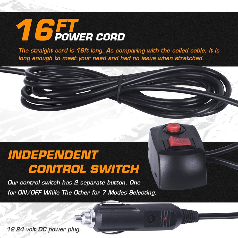 LINKITOM LED Strobe Light, 12V-24V 72 LED Warning Safety Flashing Beacon Lights with 4 Magnet and 16.4 ft Straight Cord for Vehicle Forklift Truck Tractor UTV Car Bus - Image 5