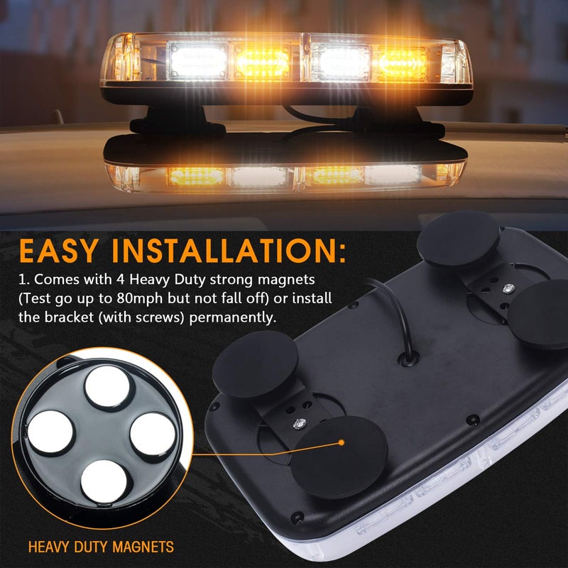 LINKITOM LED Strobe Light, 12V-24V 72 LED Warning Safety Flashing Beacon Lights with 4 Magnet and 16.4 ft Straight Cord for Vehicle Forklift Truck Tractor UTV Car Bus - Image 4