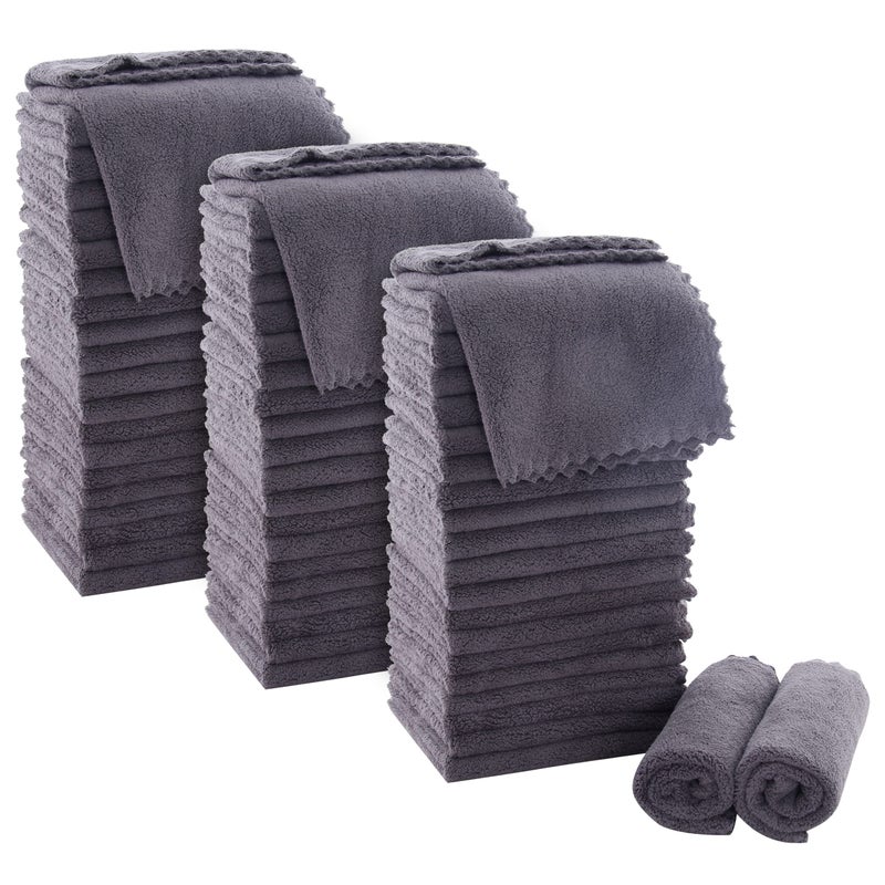 MOONQUEEN Ultra Soft Premium Washcloths Set  12 x 12 inches  72 Pack  Quick Drying  Highly Absorbent Coral Velvet Bathroom Wash Clothes Grey