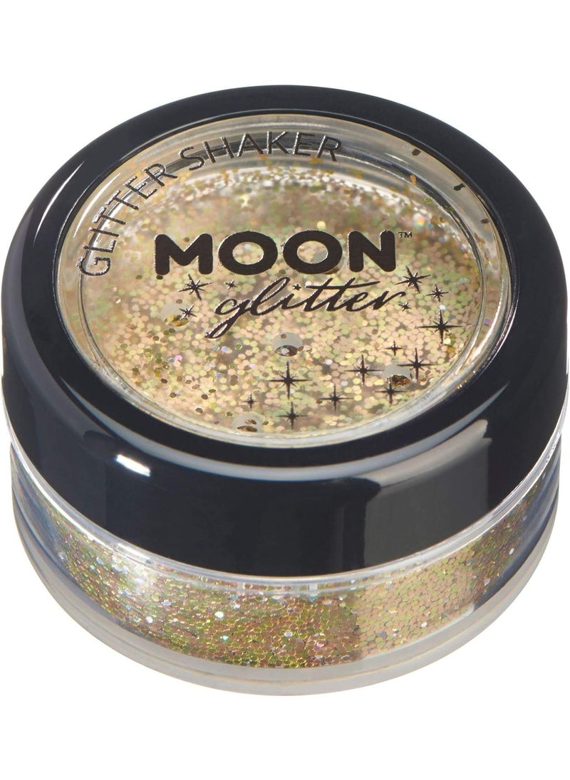 Moon Glitter - Moon Glitter Holographic Glitter Shakers 100% Cosmetic Glitter for Face, Body, Nails, Hair and Lips - 0.17oz - Gold - Image 1