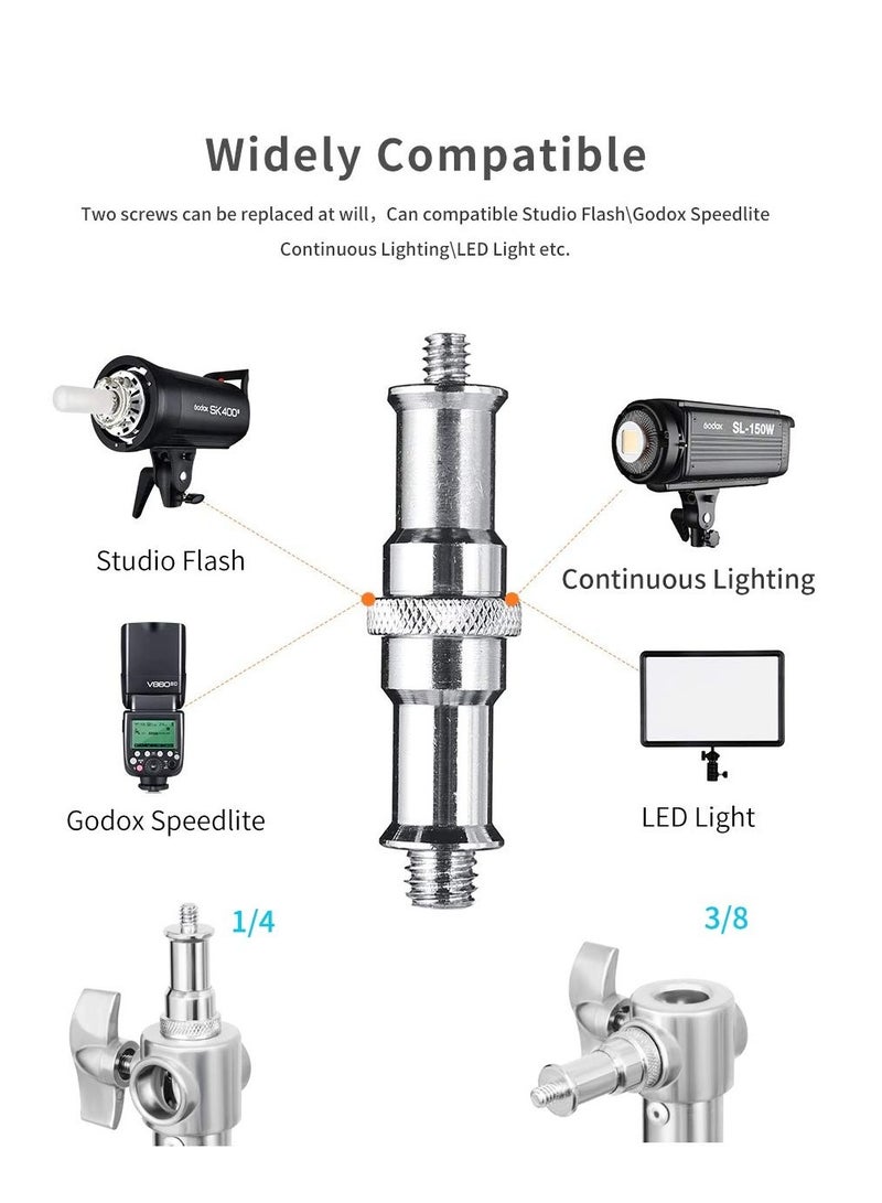 110 بوصة / 280 سم الثقيلة الفولاذ المقاوم للصدأ حامل مصباح ، مع 1 / 4 بوصة إلى 3 / 8 بوصة محول العالمي ، تنطبق على استوديو لينة مربع فلاش وغيرها من معدات التصوير الفوتوغرافي - Image 4