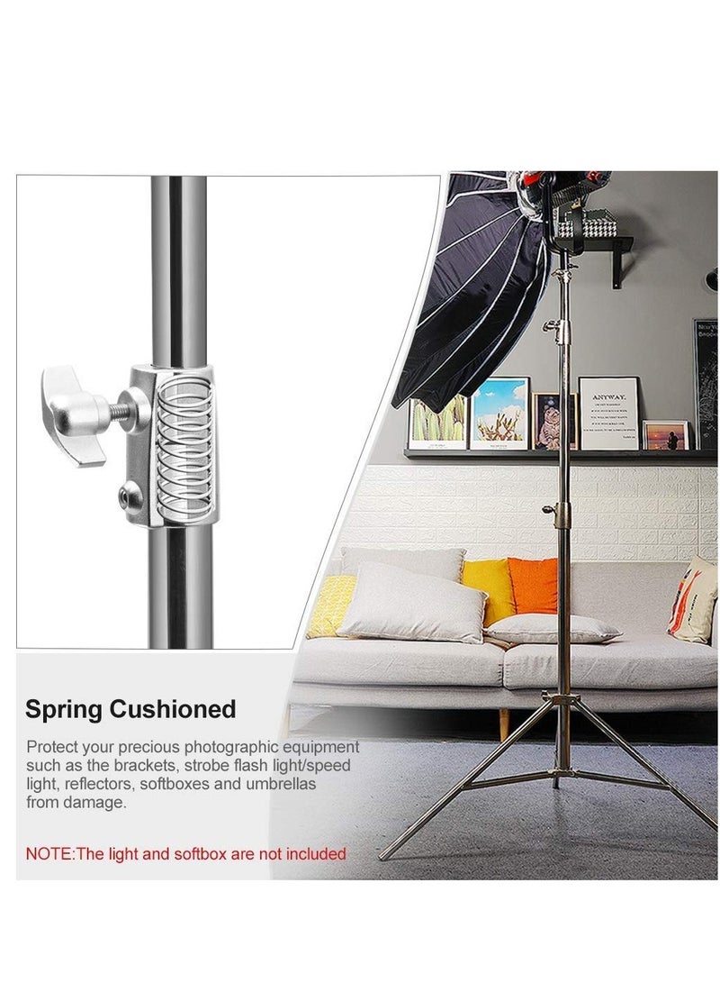 110 بوصة / 280 سم الثقيلة الفولاذ المقاوم للصدأ حامل مصباح ، مع 1 / 4 بوصة إلى 3 / 8 بوصة محول العالمي ، تنطبق على استوديو لينة مربع فلاش وغيرها من معدات التصوير الفوتوغرافي - Image 5