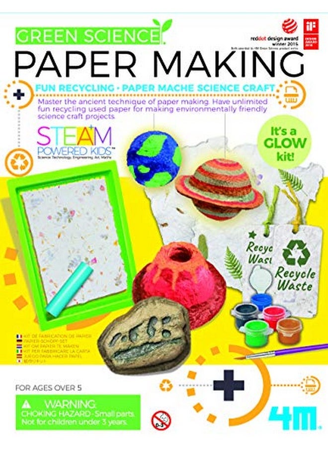 4m Green Science Paper Making Kit From Steam Powered Kids Have Recycling And Paper Mache Science Craft It’S A Glow Kit Reddot Design Award Winner 2015 Ages 5+  - Image 1