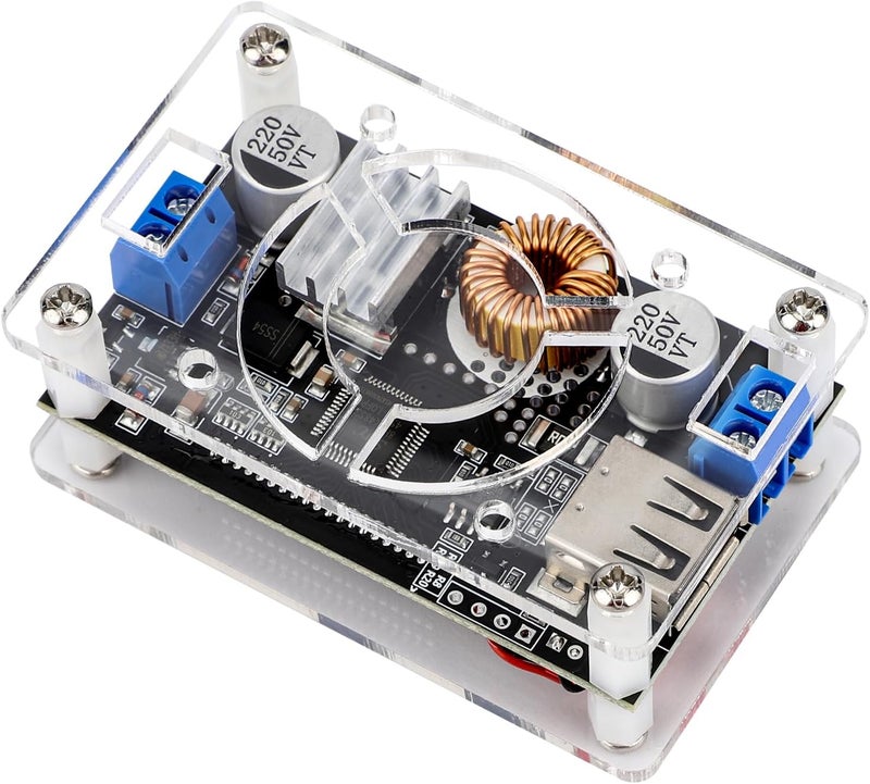 DROK DC Buck Converter Adjustable Voltage Regulator 12V 6V-32V to 1.5-32V 5A, LCD Screen Step Down Converter with USB Port and Protective Case - Image 5