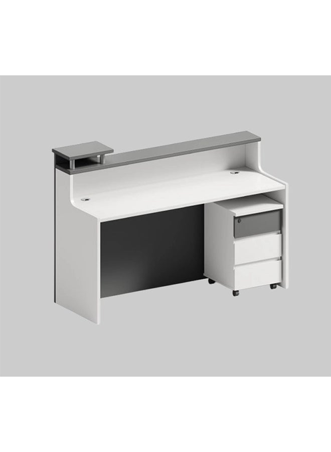 NEO FRONT FURNITURE 1.6 Meter Reception Desk – White & Grey Wooden Office Front Counter with Cable Management for Lobby & Reception Area (160 x 60 x 110 cm) TC-67816 - Image 2