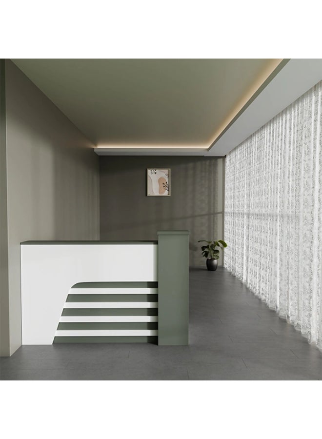 NEO FRONT FURNITURE 1.6 Meter Reception Desk – White & Grey Wooden Office Front Counter with Cable Management for Lobby & Reception Area (160 x 60 x 110 cm) TC-67816 - Image 1