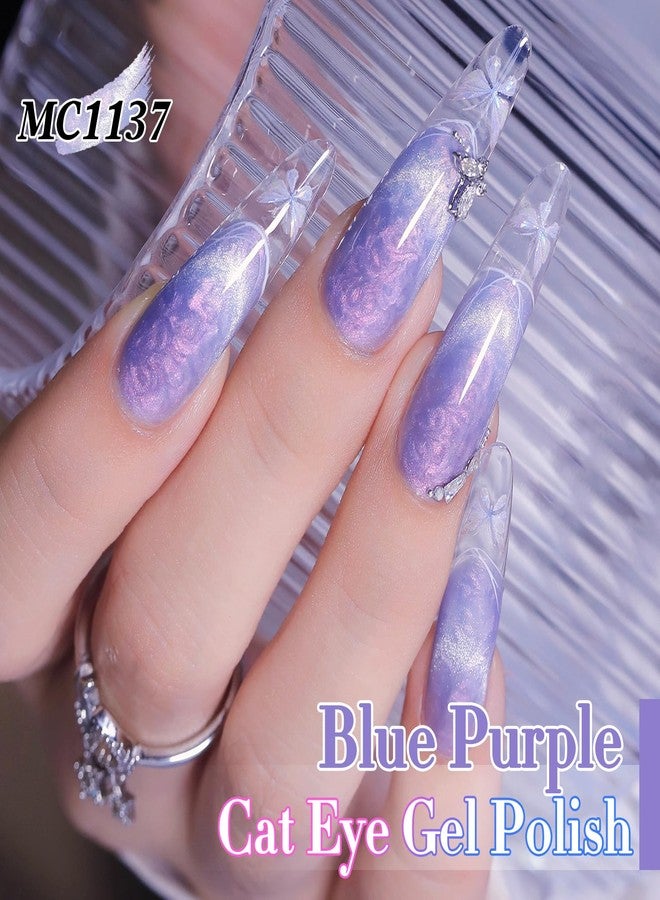 Double Rhythm Cat Eye Gel Polish Set 6 Colors Shimmer Glitter with Magnet Holographic Reflective Magnetic UV Nail Art Kit (Pearl Pink Blue Green Purple 6-Kit 44) - Image 5