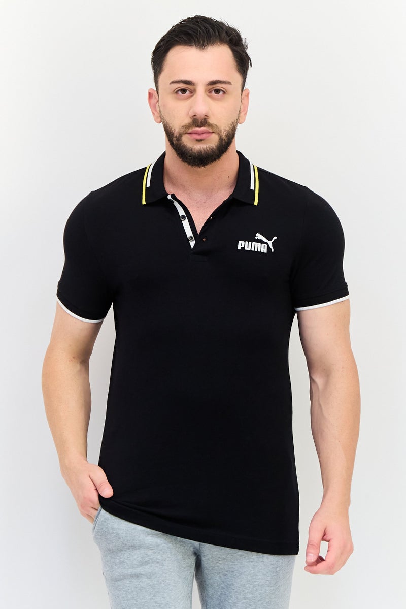 PUMA قميص بولو رياضي للرجال بأكمام قصيرة، خارجي، أسود - Image 1