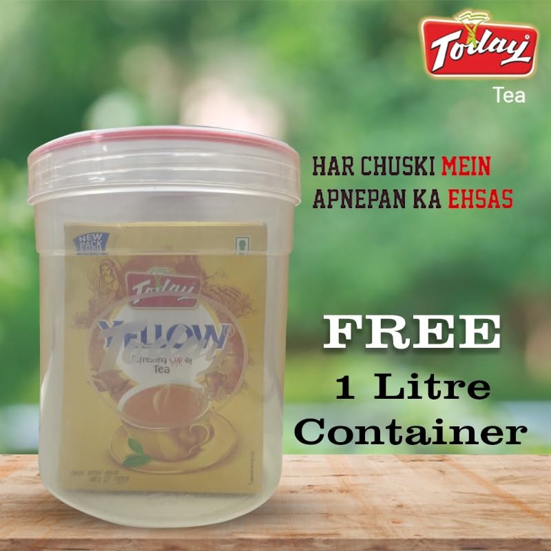 Today Yellow Tea Box 250gm | Large Plastic 1l Container Free| Bold and Strong Cup - Image 4