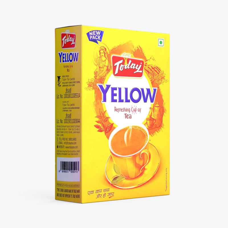Today Yellow Tea Box 250gm | Large Plastic 1l Container Free| Bold and Strong Cup - Image 1