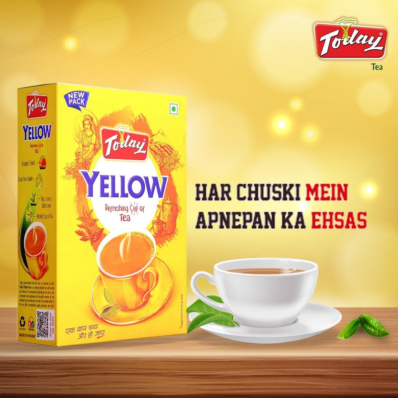 Today Yellow Tea Box 250gm | Large Plastic 1l Container Free| Bold and Strong Cup - Image 2