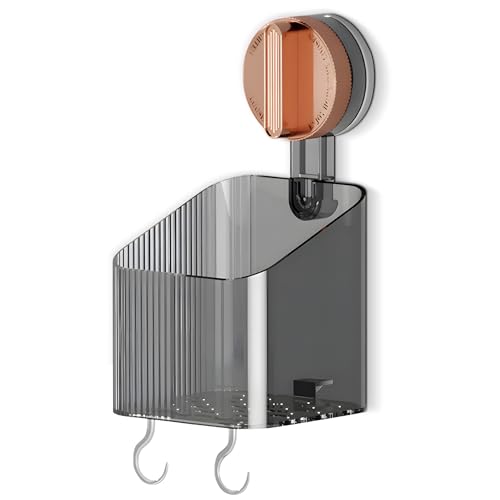 NEVADRILL Vacuum Suction Toothbrush Holder for Bathroom | Wall Mounted No-Drill Toothpaste Storage Rack with Hooks | Strong Adhesive Organizer for Tiles, Glass, Marble & Wooden Walls [ND-1003RG] - Image 1