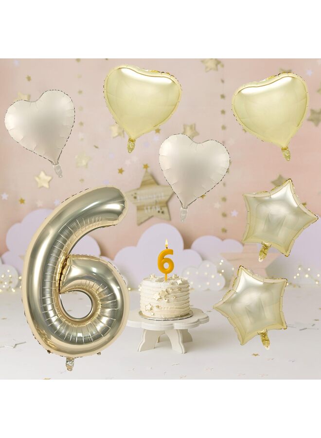 Big Number Balloon Champagne Gold, Foil Balloons with Light Gold Helium 18 Inch Cream Beige Heart Star Balloon, 40'' Self Inflating Two Balloon Number for Birthday Party Decor - Image 3