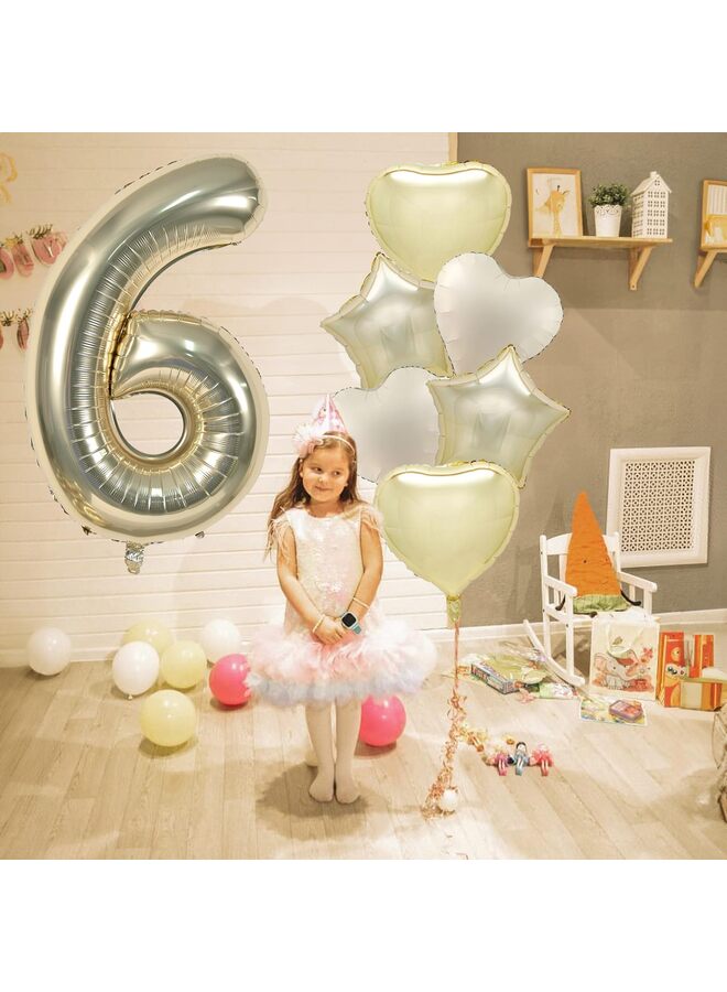 Big Number Balloon Champagne Gold, Foil Balloons with Light Gold Helium 18 Inch Cream Beige Heart Star Balloon, 40'' Self Inflating Two Balloon Number for Birthday Party Decor - Image 5