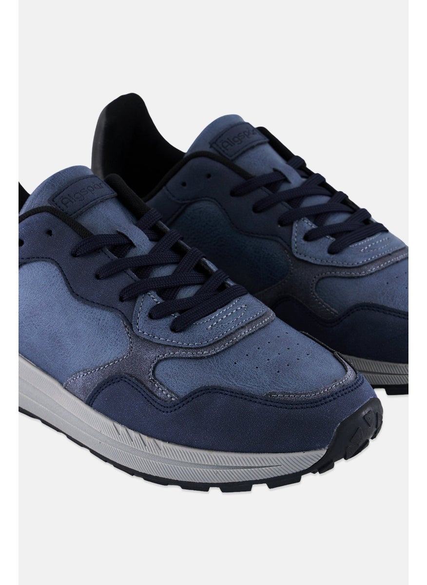 Algspar Men Lace Up Casual Sneakers, Navy  - Image 3