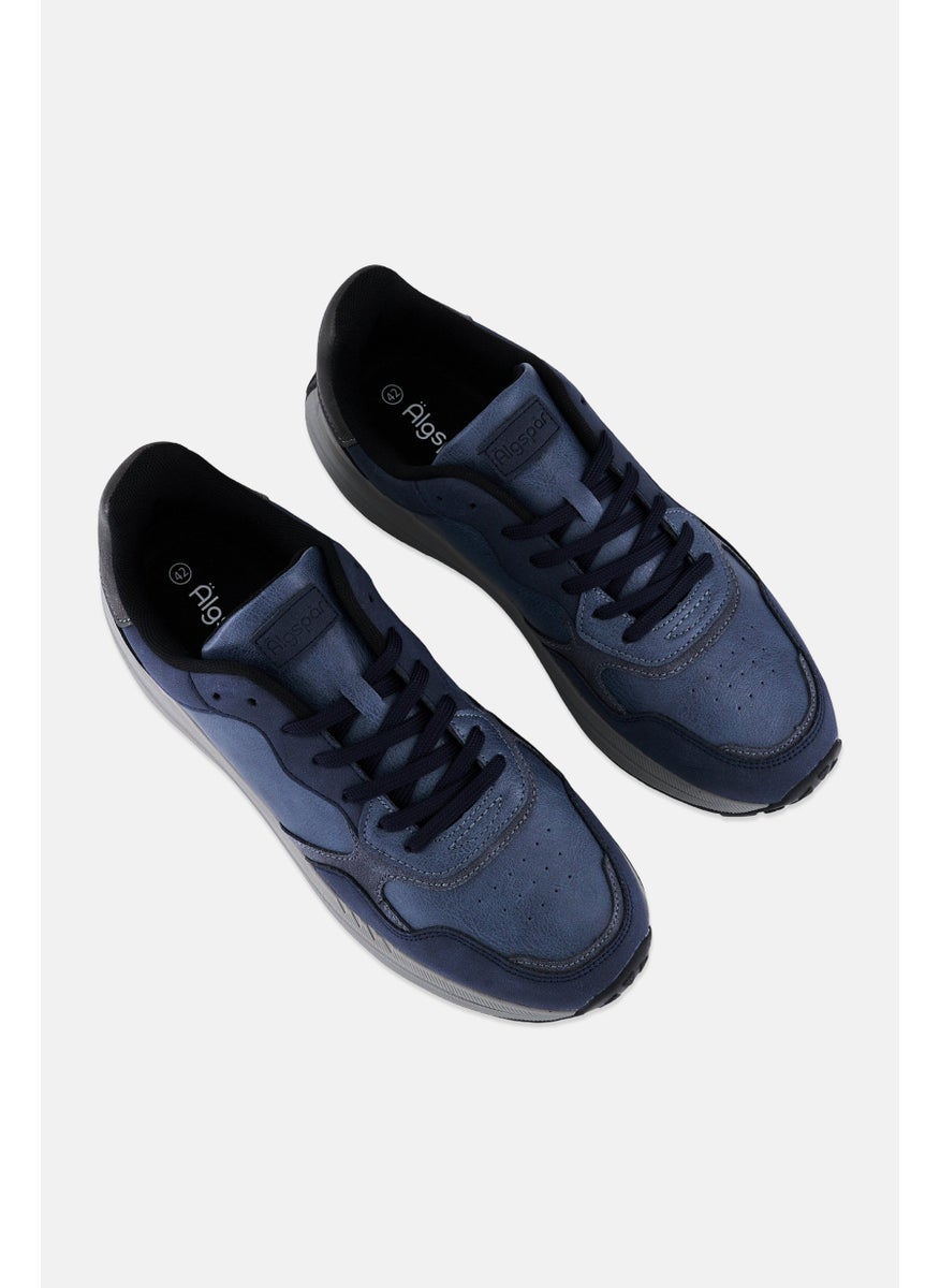 Algspar Men Lace Up Casual Sneakers, Navy  - Image 4
