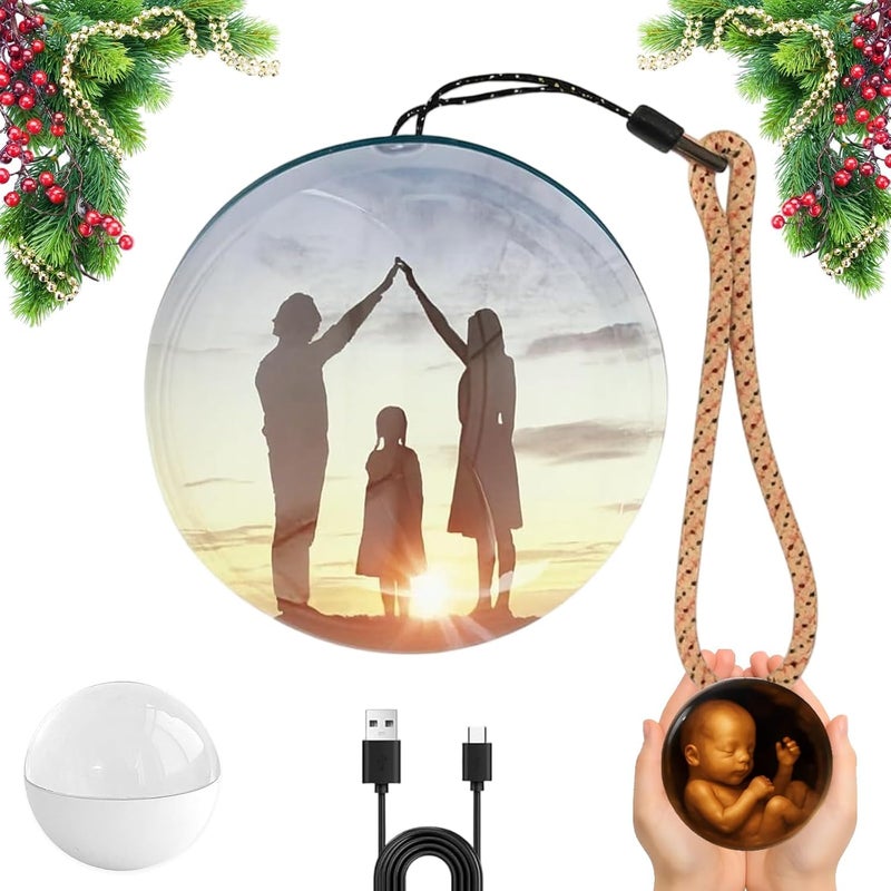 NKDFRI 2025 3D Memory Orb Personalized Ultrasound LED Crystal Sphere Upload Photos Videos Unique Anniversary Birthday Christmas Gifts White - Image 2