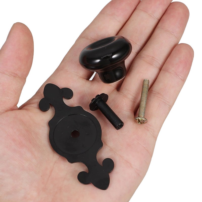 Matte Black Ceramic Cabinet Knobs And Drawer Pulls Vintage Porcelain Door Handles - Image 4
