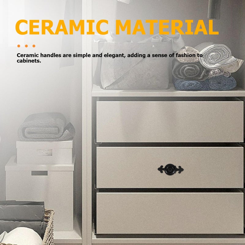 Matte Black Ceramic Cabinet Knobs And Drawer Pulls Vintage Porcelain Door Handles - Image 5