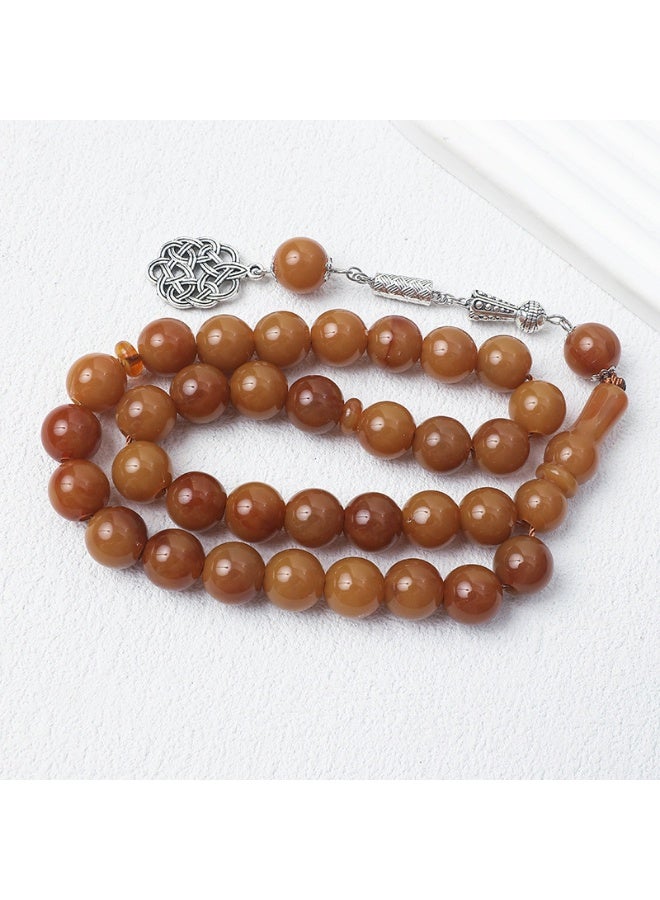NIBEMINENT 33 Muslim Prayer Beads Light Brown/12mm 