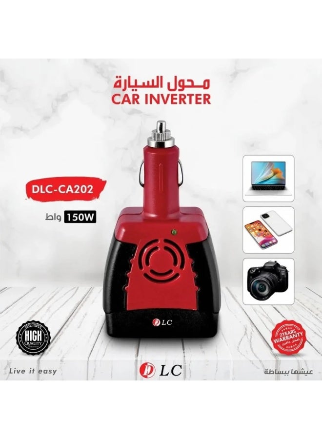 دي إل سي  محول شاحن السيارة الكهربائية أسود/أحمر