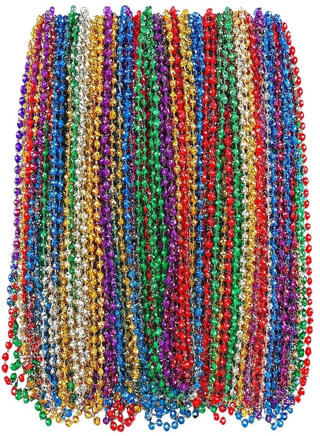 Oojami 144 قطعة من قلائد خرز ماردى غرا - 33" قلائد خرز بألوان متنوعة لمهرجان ماردى غرا، الكرنفال، حفلات القراصنة، الحفلات التنكرية وعيد الميلاد، هدايا جماعية ورمي في المواكب ومواد حفلات للرجال والنساء (144) - Image 3