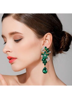 St Patricks Day Earrings Wedding Bridal Clip On Earrings For Women Bohemian Boho Crystal Flower Chandelier Teardrop Bling Long Dangle Earrings Emerald Color Gold-Toned - pzsku/ZE7D894AE2E343B903061Z/45/_/1735214472/52d0dcdd-de94-46ab-89d4-6b8832241304