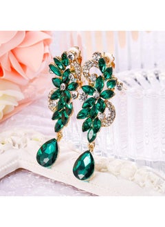 St Patricks Day Earrings Wedding Bridal Clip On Earrings For Women Bohemian Boho Crystal Flower Chandelier Teardrop Bling Long Dangle Earrings Emerald Color Gold-Toned - pzsku/ZE7D894AE2E343B903061Z/45/_/1735214487/ec5f9a42-4a17-4026-ac81-fca7d38ab247