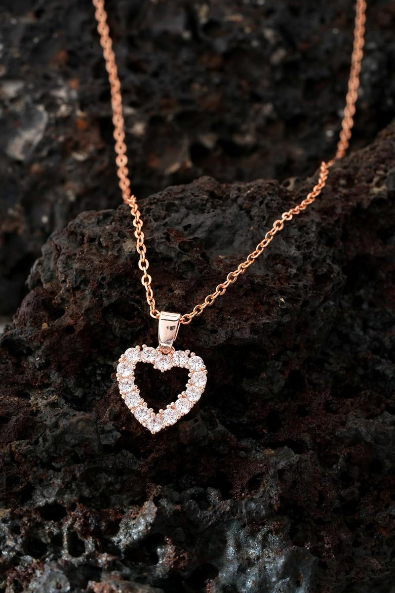 STYOLLO Crystal Diamond Heart Pendant Chain Necklace Fashion Jewellery Set For Women & Girls Stylish | Trendy Women's Pendants Locket | Beautiful Cute Valentines Day, Birthday Gift For Girls - Image 5